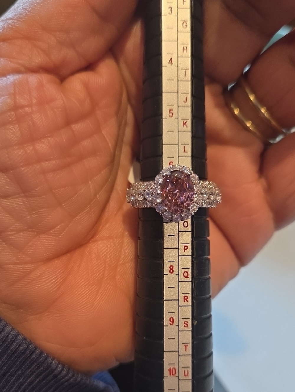 Pink Oval Halo CZ Ring - Women Jewelry